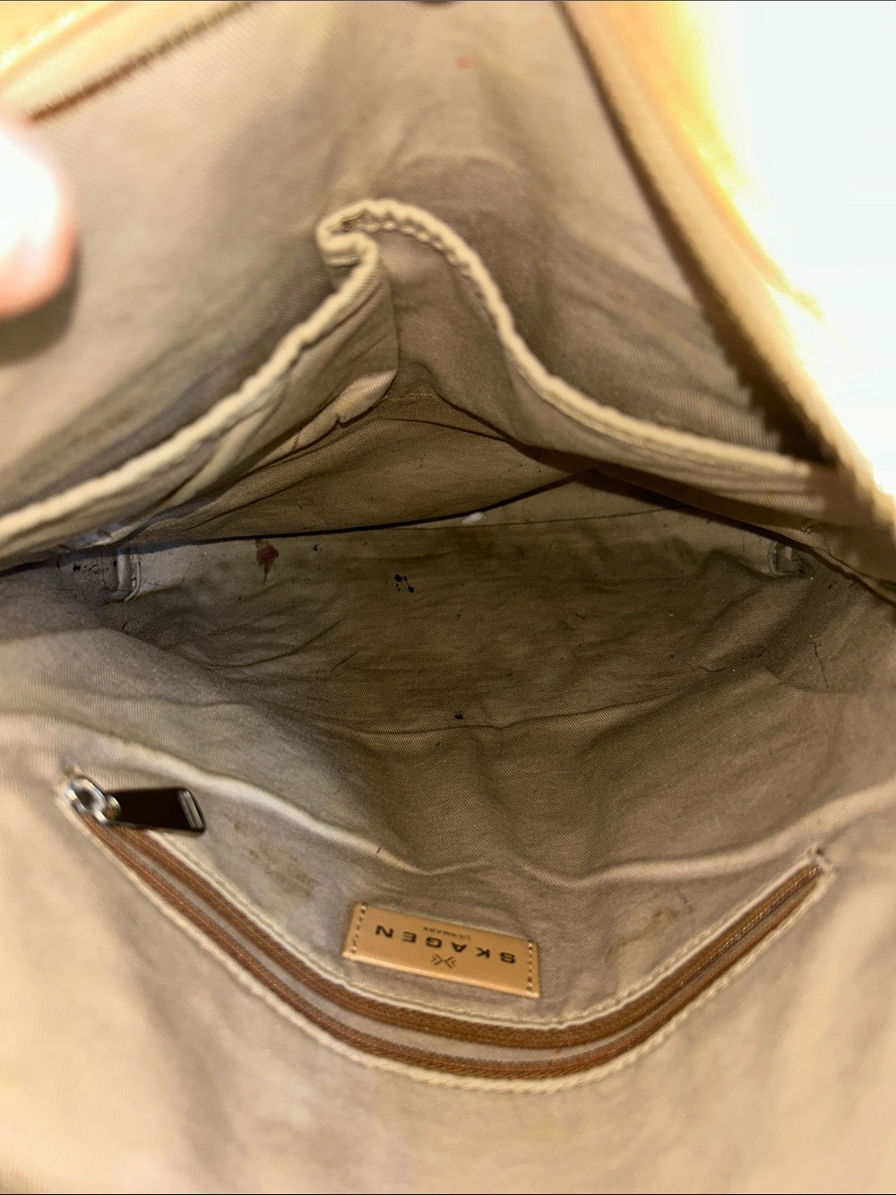 Skagen Camel Leather Crossbody Danish Scandinavian Classic Structured Handbag - Picture 10 of 12
